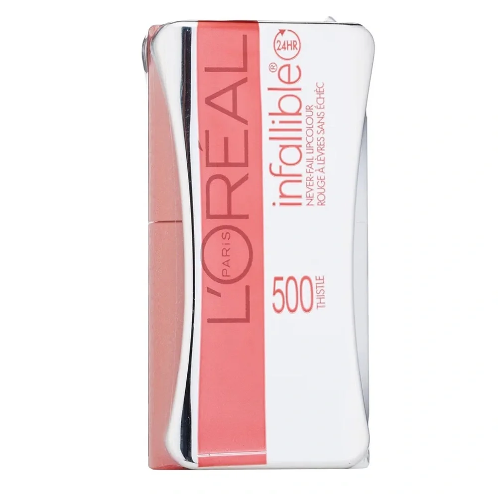 L’Oréal Never Fail Lip Colour Lipstick 500 Thistle Pink Peach New Sealed